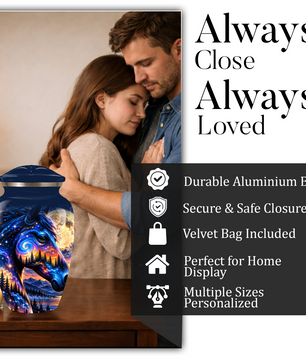 Personalized Horse Cremation Urn for Ashes, Cosmic Galaxy Horse Adult Memorial Urn, Custom Aluminum Urn