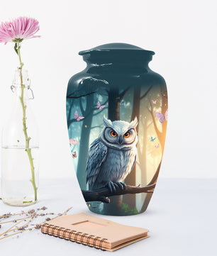 Snowy Owl Urn for Mom – Custom Owl Cremation Urns for Ashes | Adult Female Funeral Keepsake