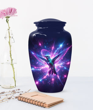Humming Bird with Blue Urn for Human Ashes | Blue Hummingbird Adult Cremation Urn