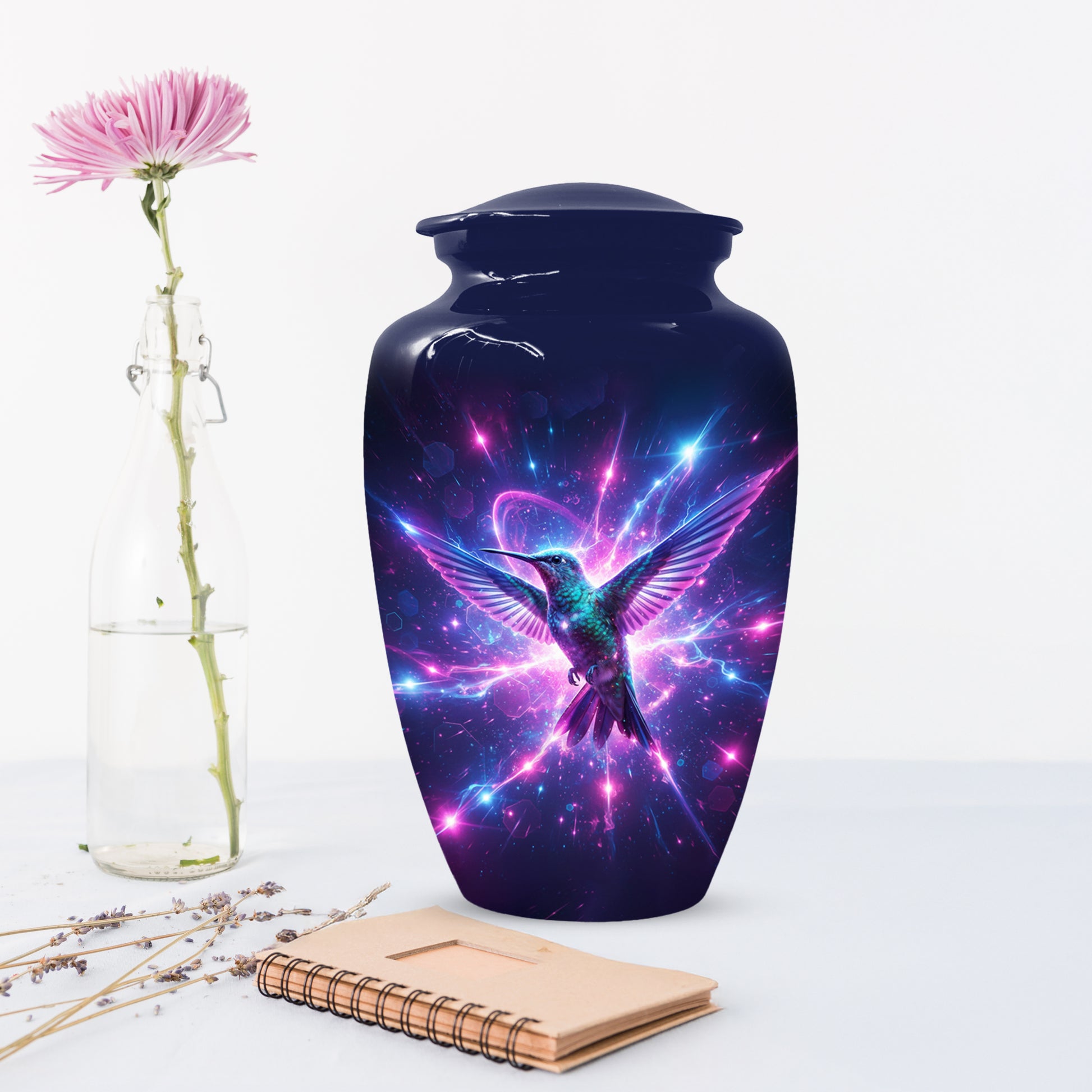Humming Bird with Blue Urn for Human Ashes | Blue Hummingbird Adult Cremation Urn