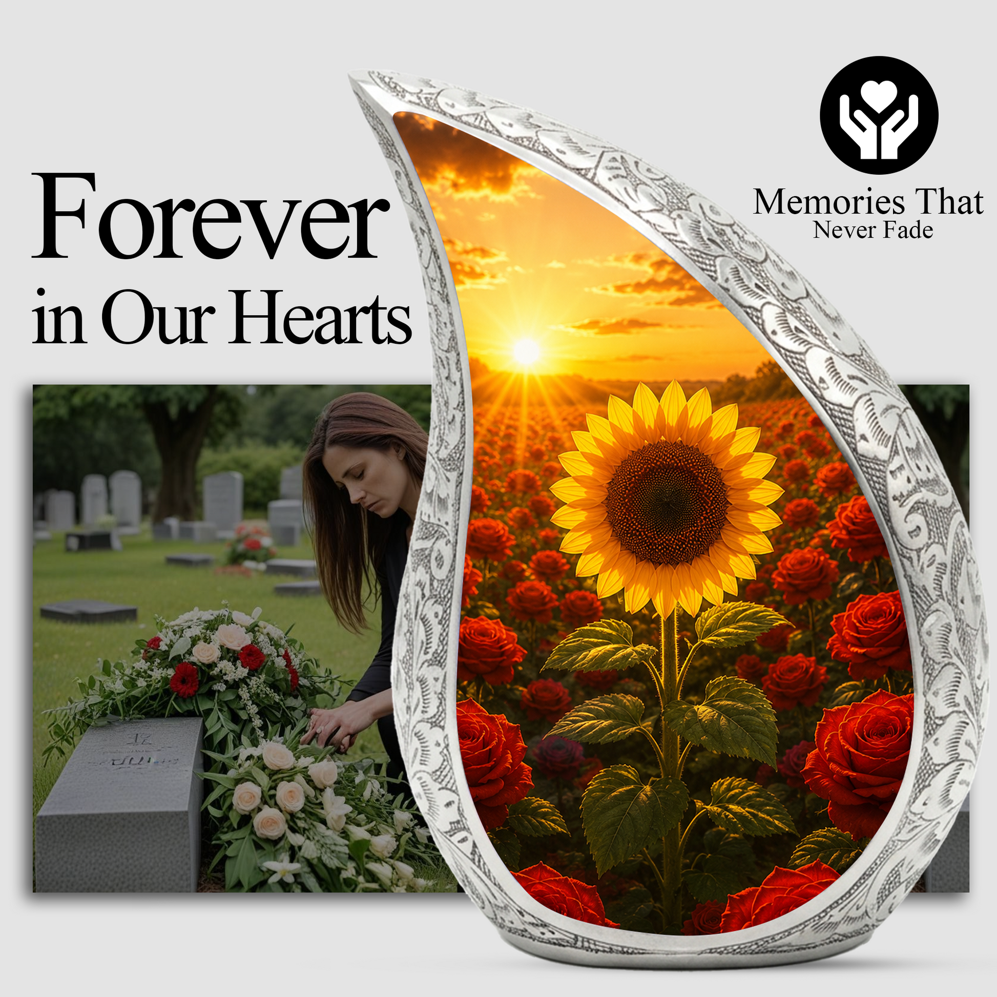 Sunflower Urn for Mom | Beautiful Cremation Urn for Women & Ashes