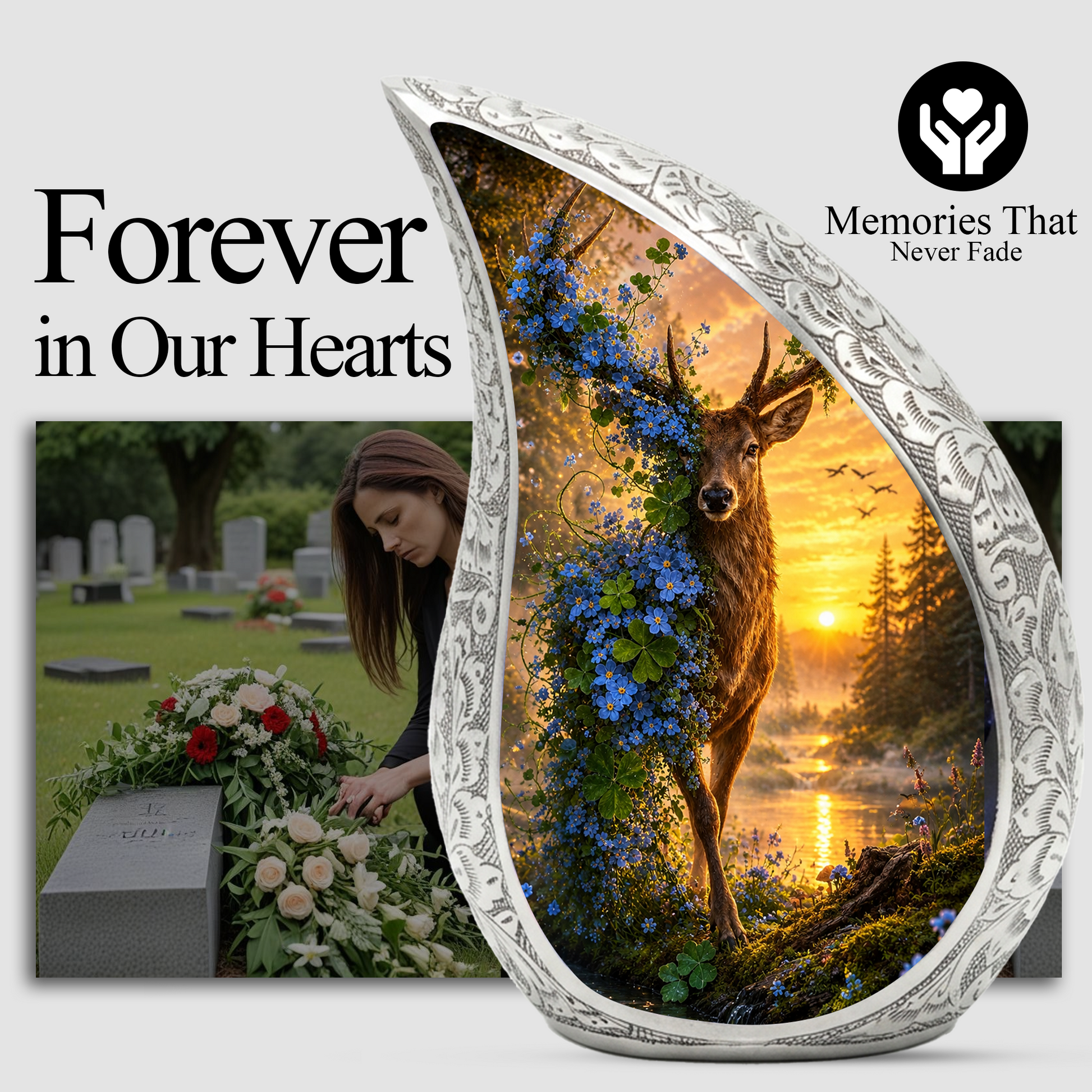 Deer Urn for Adult Ashes | Nature Adult Cremation Urn for Human Ashes Memorial