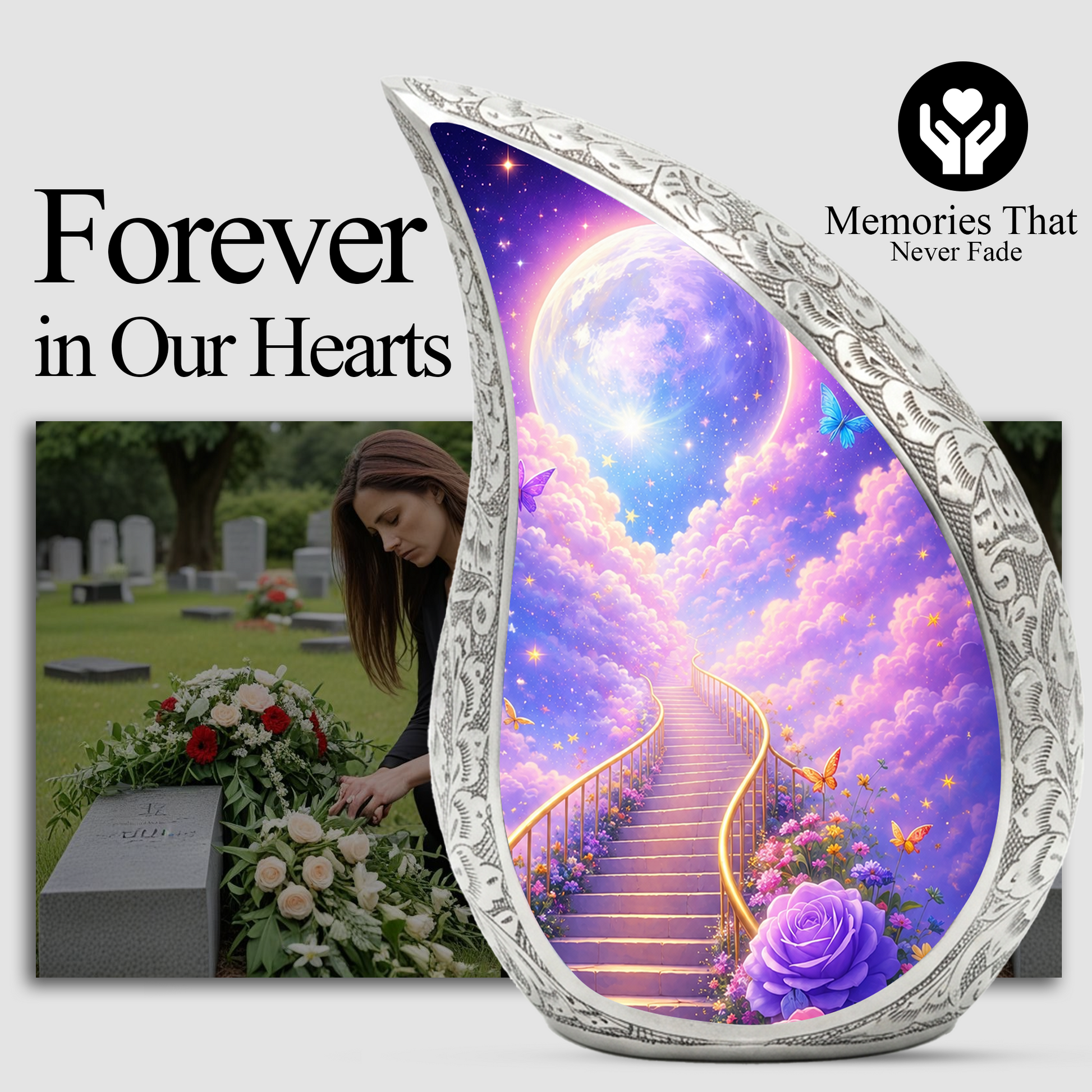 Heavenly Moon & Stairway Cremation Urn for Adult Ashe