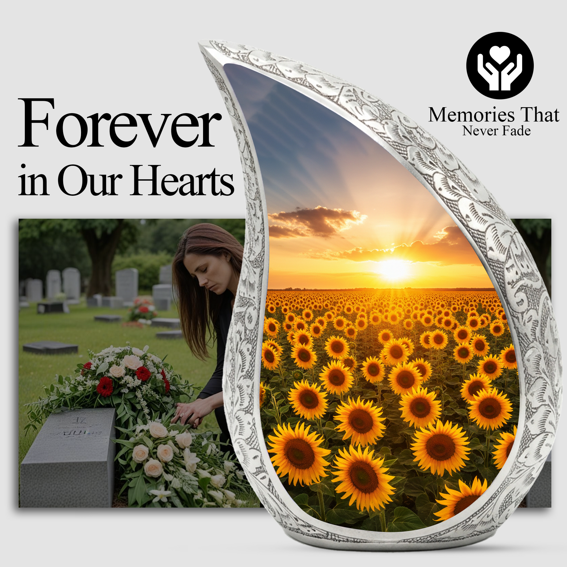 Sunflower Urn for Mom | Sunflower Urn for Human Ashes | Adult Cremation Urn