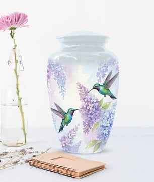 Hummingbird Floral Adult Urn for Human Ashes | Personalized Adult Cremation Urn