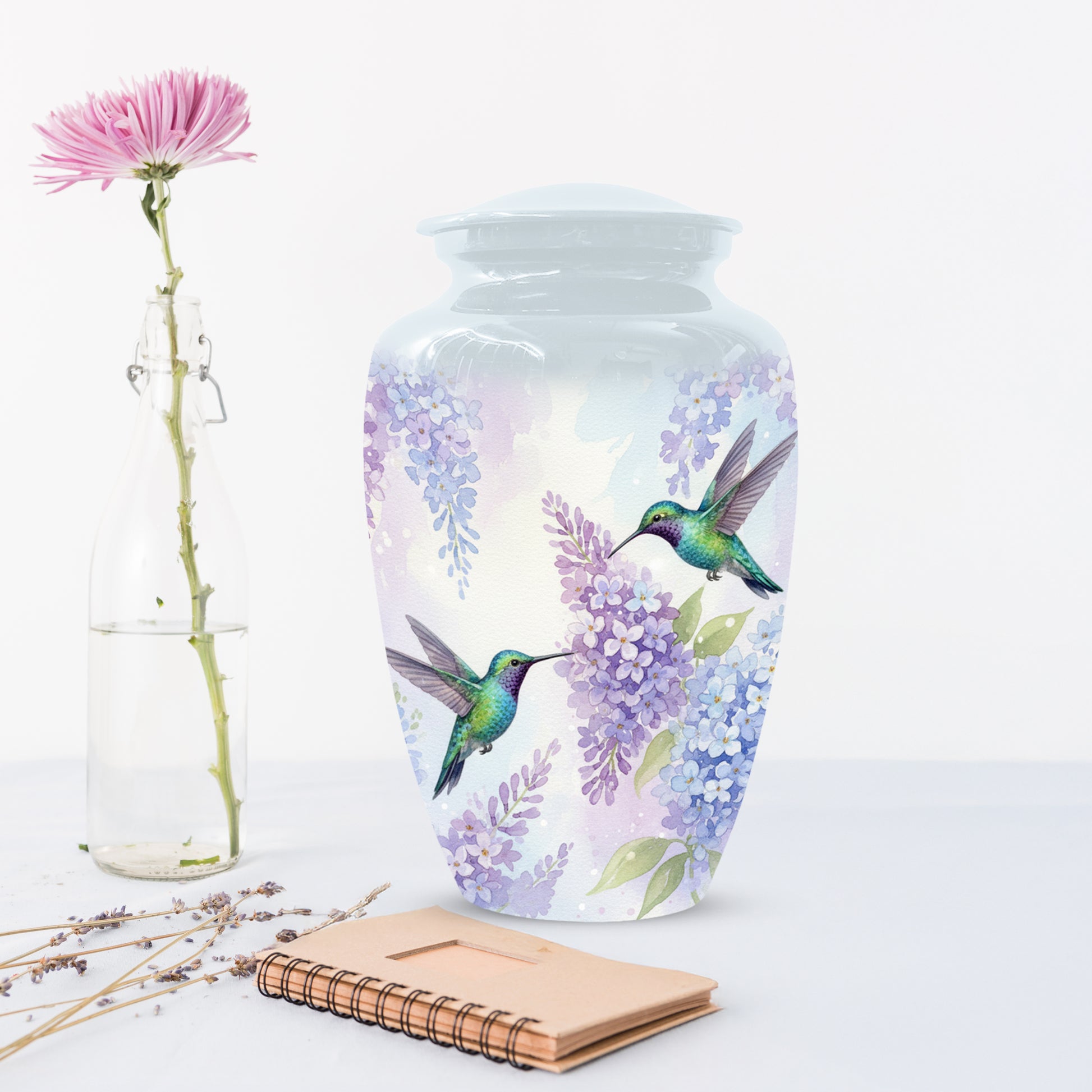 Hummingbird Floral Adult Urn for Human Ashes | Personalized Adult Cremation Urn