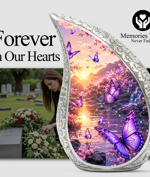 Purple Butterfly Sunset Urn for Ashes | Butterfly Urns for Human Ashes, Butterfly Urn for Cremation