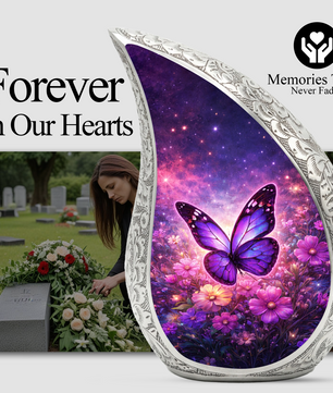 Purple Butterfly Adult Urn for Human Ashes – Premium Purple Butterfly Cremation Urn