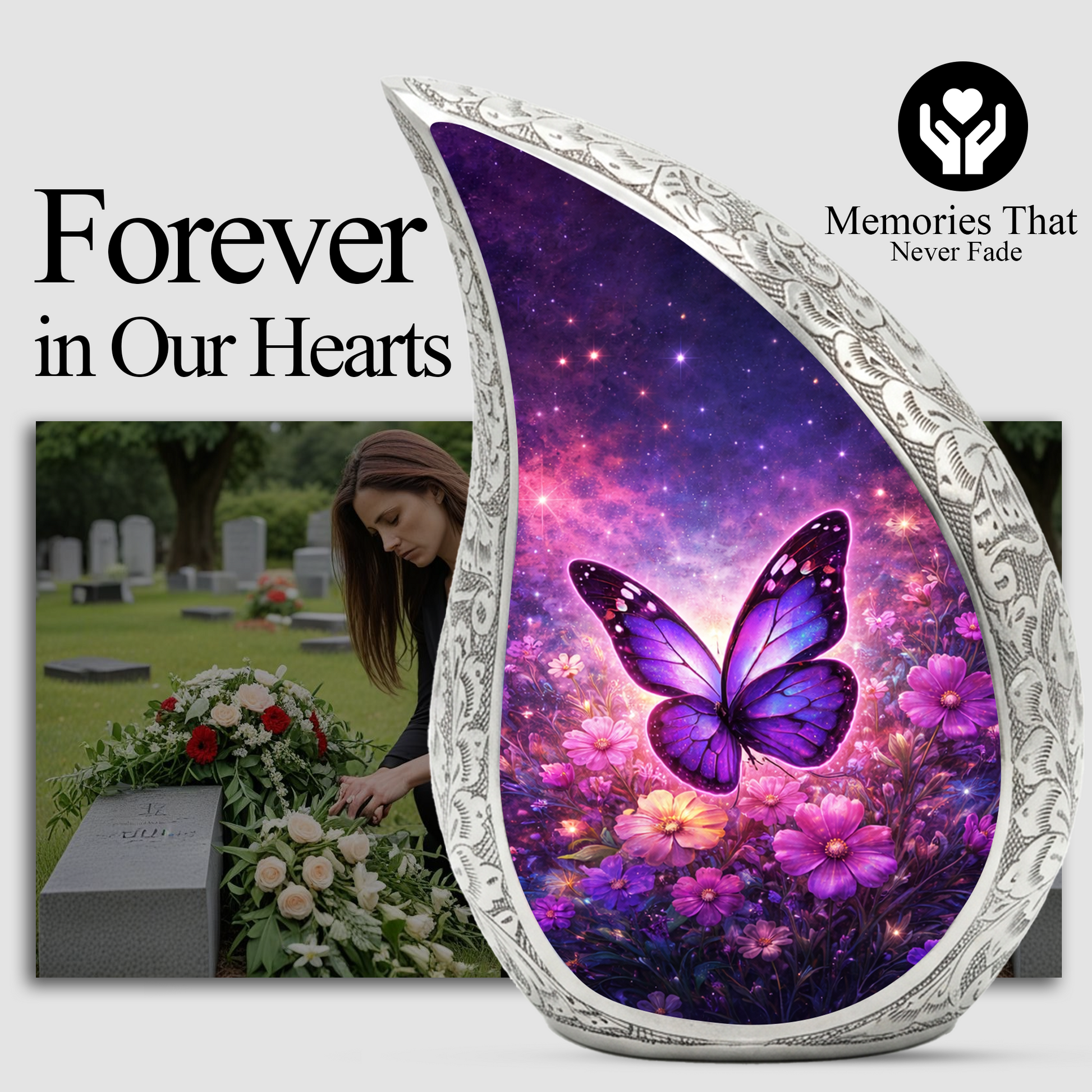Purple Butterfly Adult Urn for Human Ashes – Premium Purple Butterfly Cremation Urn