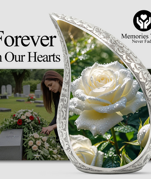 White Rose Urn for Mom, Beautiful Urns for Women