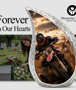 Motorcycle Rider Urn for Dad | Adult Male Cremation Urn for Ashes | Motorcycle Urns for Men
