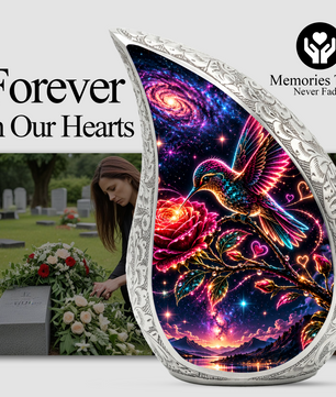 Hummingbird Adult Urn for Ashes, Hummingbird and Rose Cremation Urn for Human Ashes