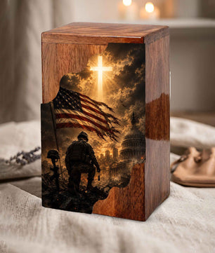 Christian Wooden Cremation Urn | Cross Urn for Ashes | Religious Urn for Dad