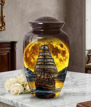 Memorial Urn for Dad, Sailing Ship Cremation  Large Urn for Ashes
