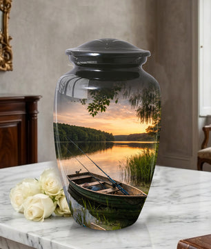 Fishing Lake Urn for Dad | Funeral Cremation  Large Urn for Father