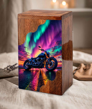 Motorcycle Wooden Cremation Urn – Wooden Urn for Human Ashes