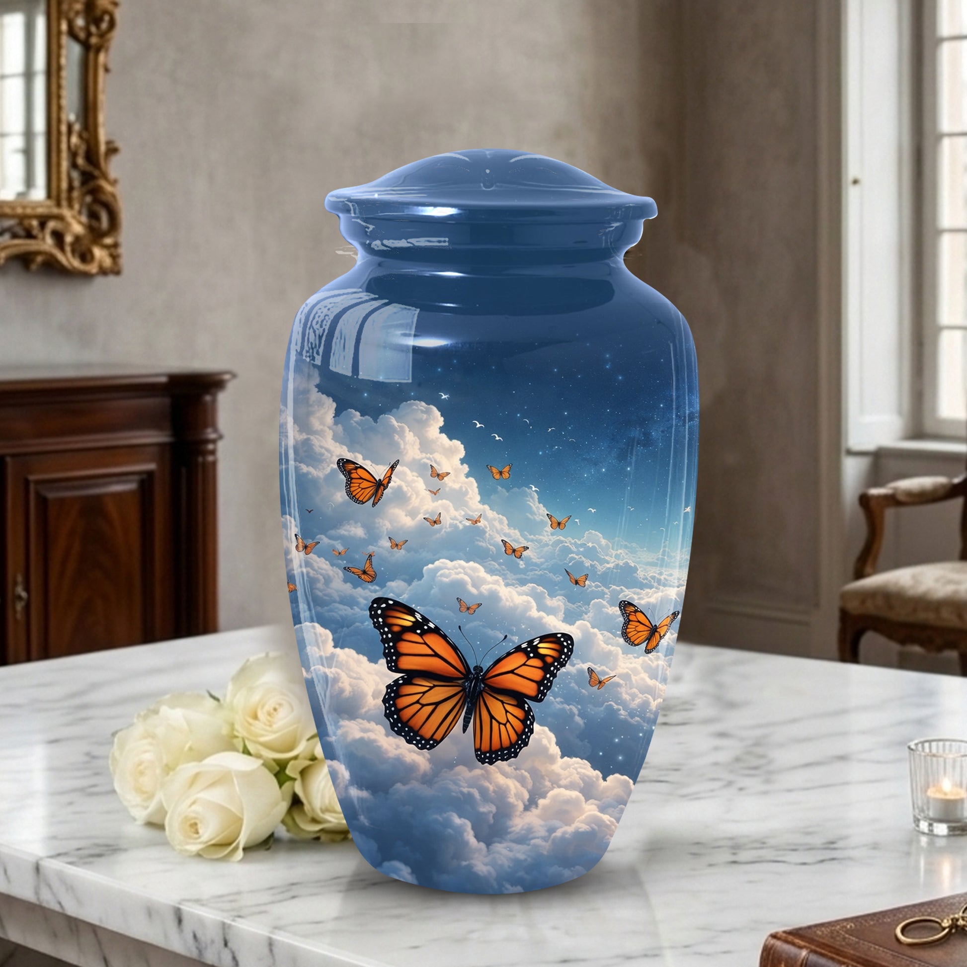 Monarch Butterfly Urn for Mom | Butterfly Cremation  Large Urn for Ashes | Memorial Urn for Women