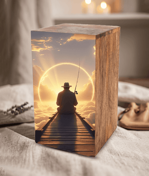 Gone Fishing in Heaven Urn For Ashes - Fisherman Urns Box For Dad