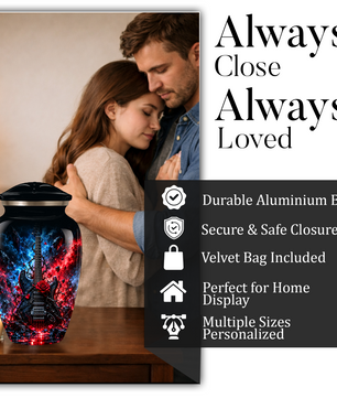 Personalized Electric Guitar Cremation Urn for Ashes, Black Adult  Memorial Urn, Music Lover Tribute Urn