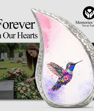 Beautiful Pink Hummingbird Cremation Urn for Adult Ashes