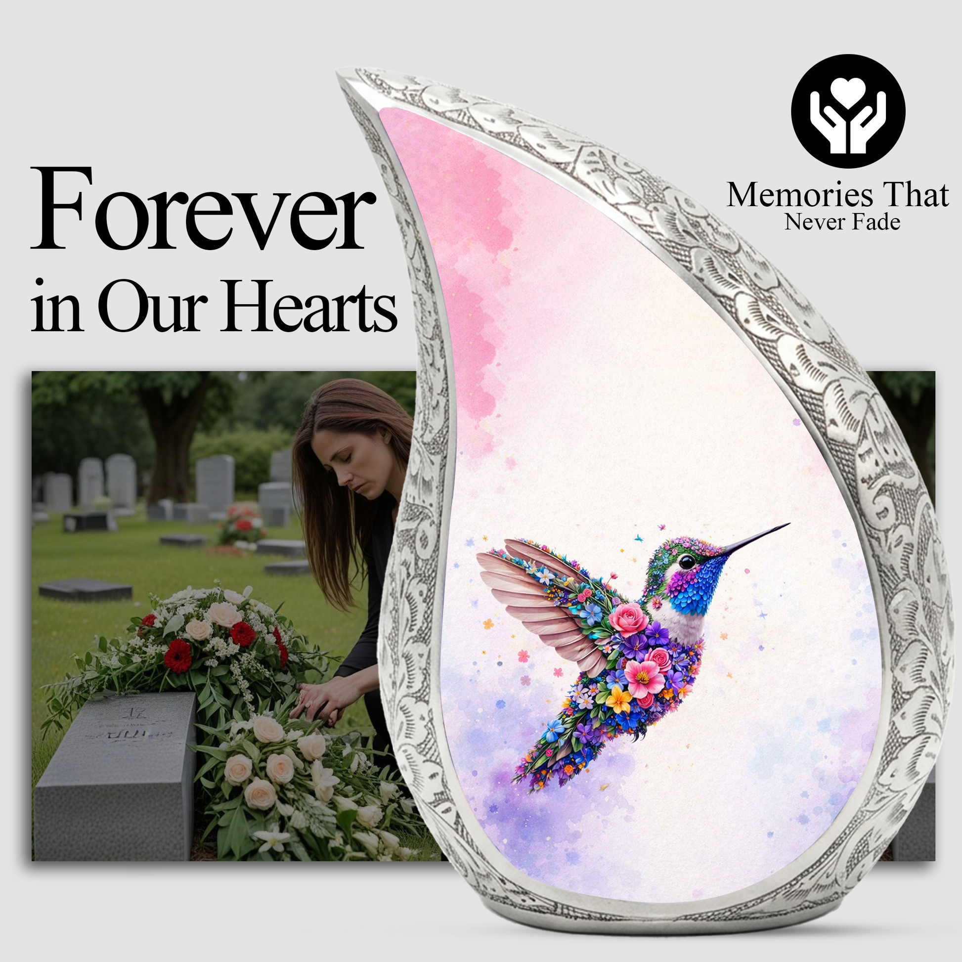 Beautiful Pink Hummingbird Cremation Urn for Adult Ashes