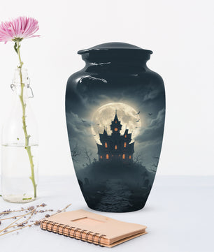 Gothic Haunted House Adult Urn for Human Ashes | Halloween Memorial Adult Cremation Urn for Ashes
