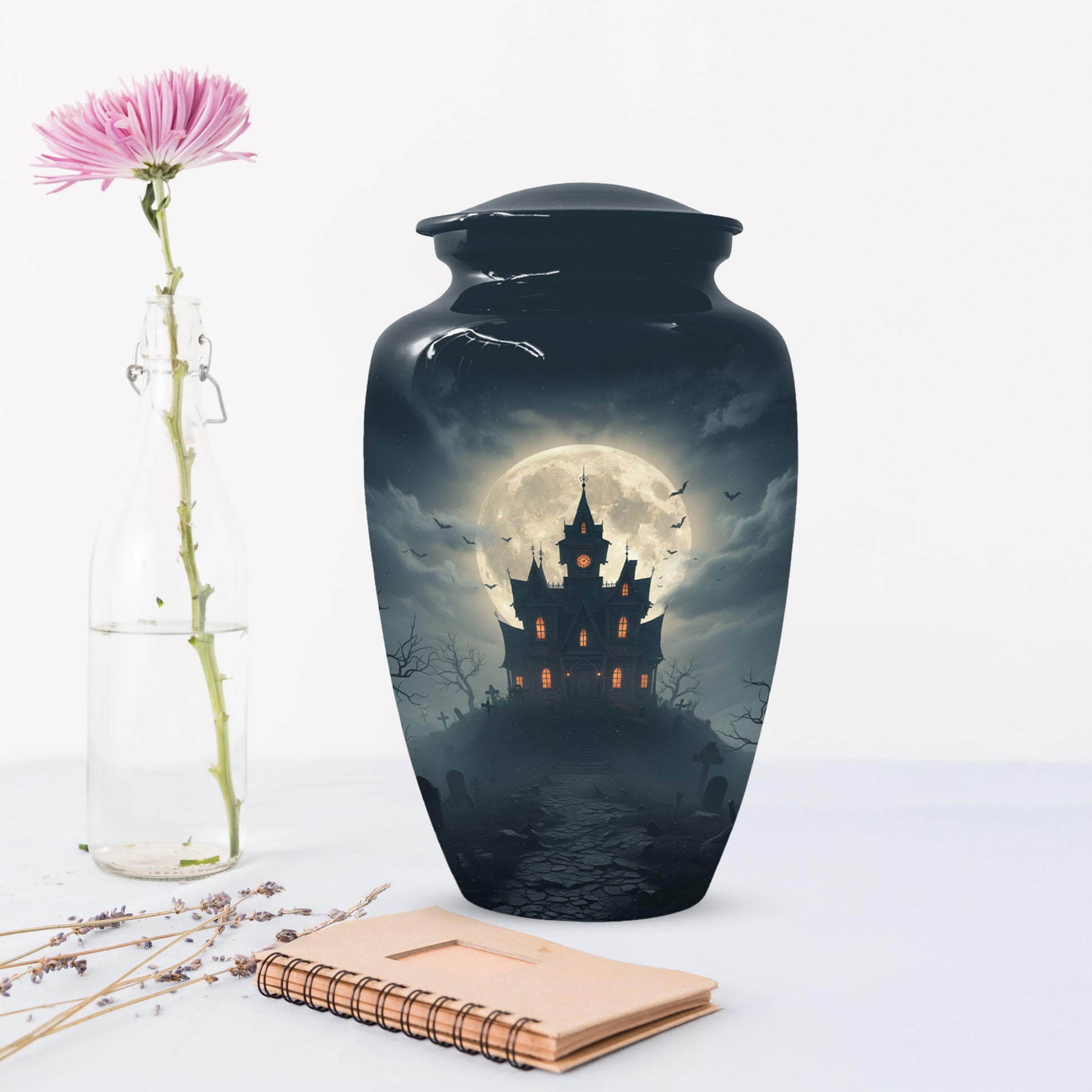 Gothic Haunted House Adult Urn for Human Ashes | Halloween Memorial Adult Cremation Urn for Ashes