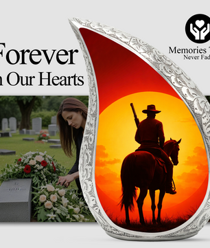 Personalized Cowboy Urn for Dad, Western Memorial Keepsake Ashes