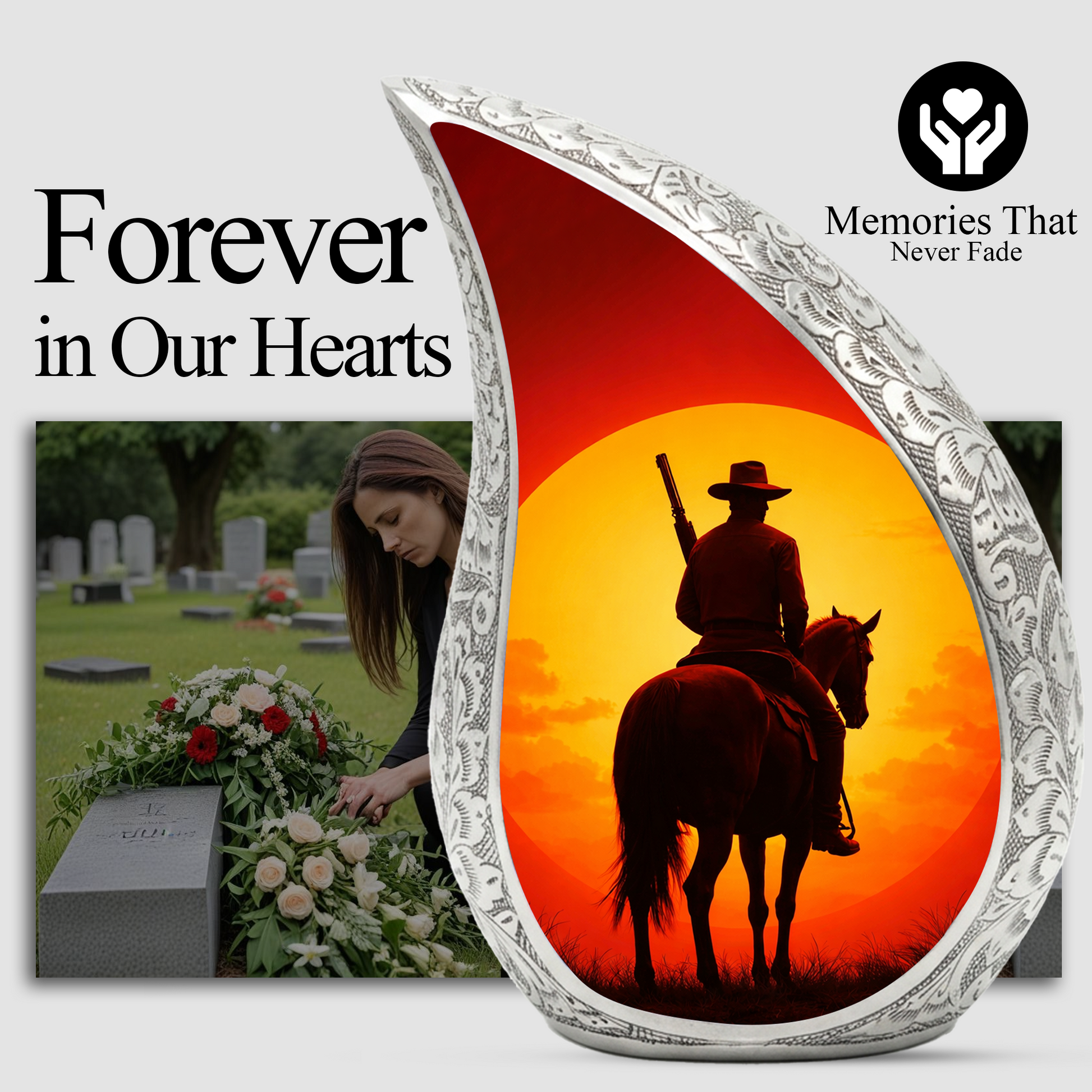 Personalized Cowboy Urn for Dad, Western Memorial Keepsake Ashes