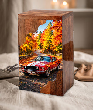 Classic Car Wooden Cremation Urn – Wooden Urn for Human Ashes