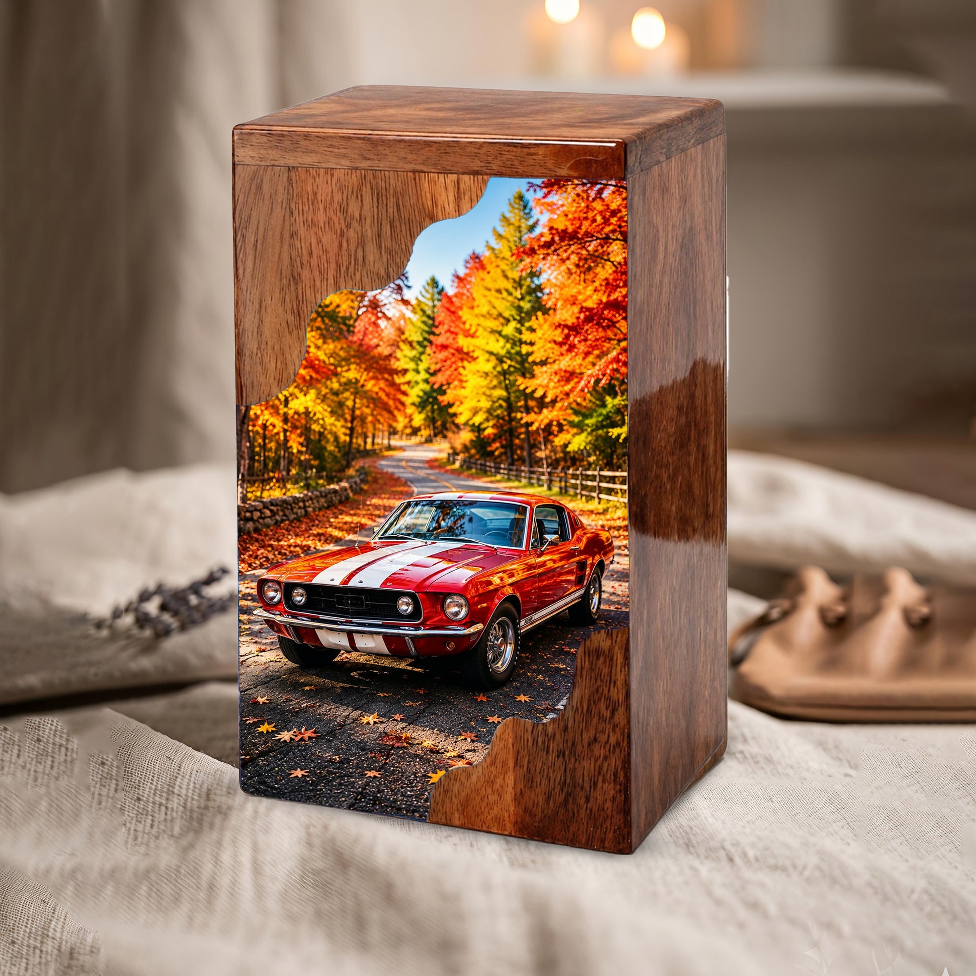 Classic Car Wooden Cremation Urn – Wooden Urn for Human Ashes