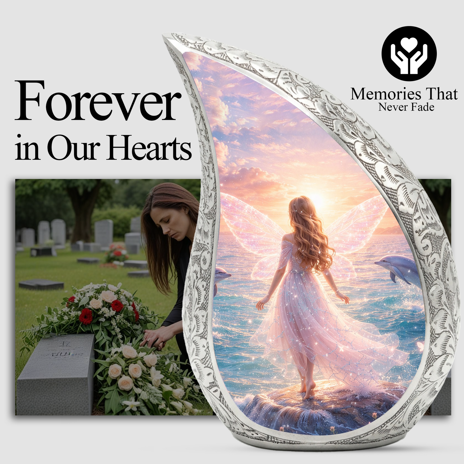 Guardian Angel Urn for Mom - Mermaid Cremation Urn For Adult Female