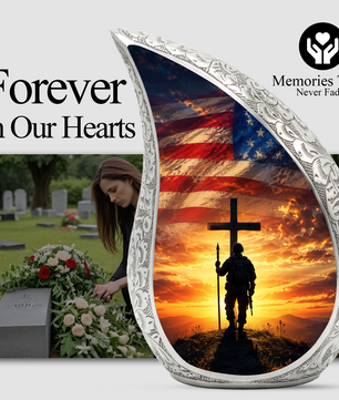 Military Cross Urn for Dad | Patriotic Cremation Urn for Adult Male Ashes