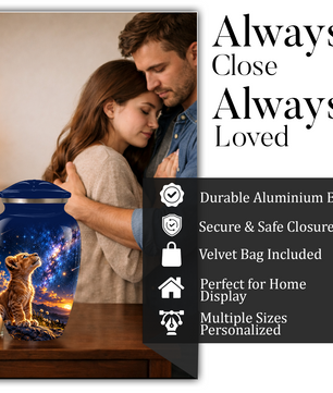 Personalized Cat Cremation Urn for Ashes, Galaxy Cat Adult Memorial Urn, Custom Pet Urn