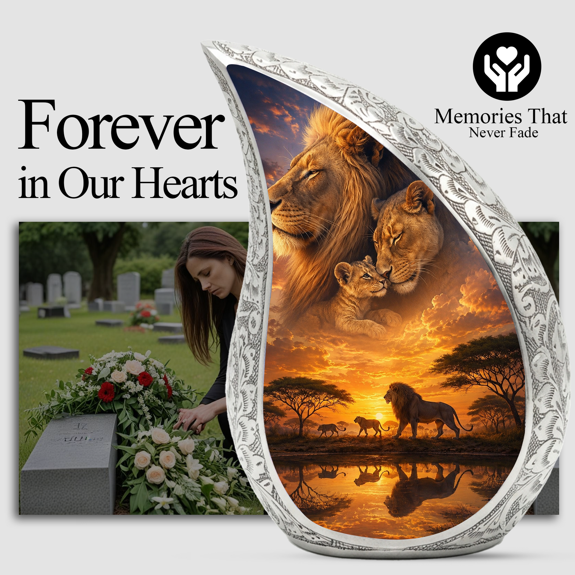 Lion Urn for Adult Ashes | Majestic Adult Cremation Urn for Human Ashes Memorial