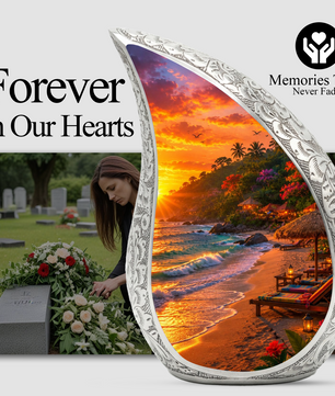 Beach Sunset Adult Urn for Mom, Cremation Keepsake Urn