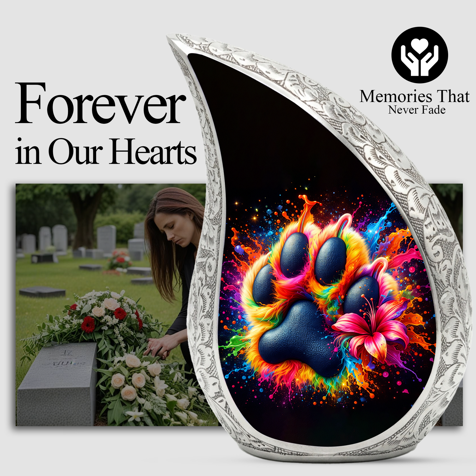 Paw Print Adult Urn for Human Ashes – Premium Paw Cremation Urn