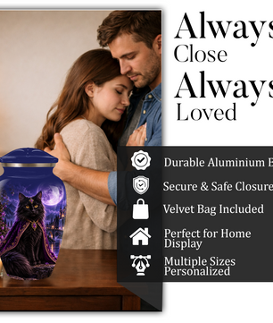Personalized Cat Urn for Ashes | Custom Pet Urn for Cats | Handmade Metal Cat Memorial Urn