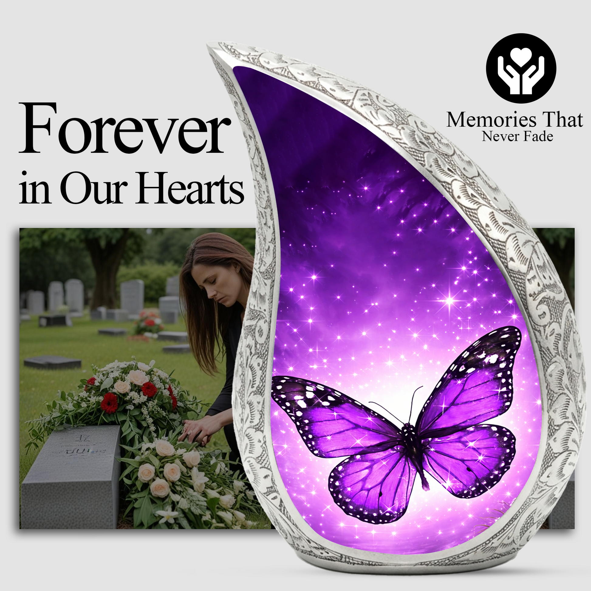 Purple Butterfly Urn for Human Ashes | Butterfly Urn | Urn for Mom