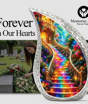 Rainbow Stairway to Heaven Urn for Mom, Personalized Cremation Urn for Ashe
