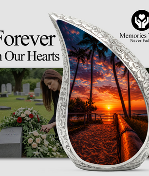 Ocean Beach Sunset Urn for Human Ashes | Beach-Themed Adult Cremation Urn