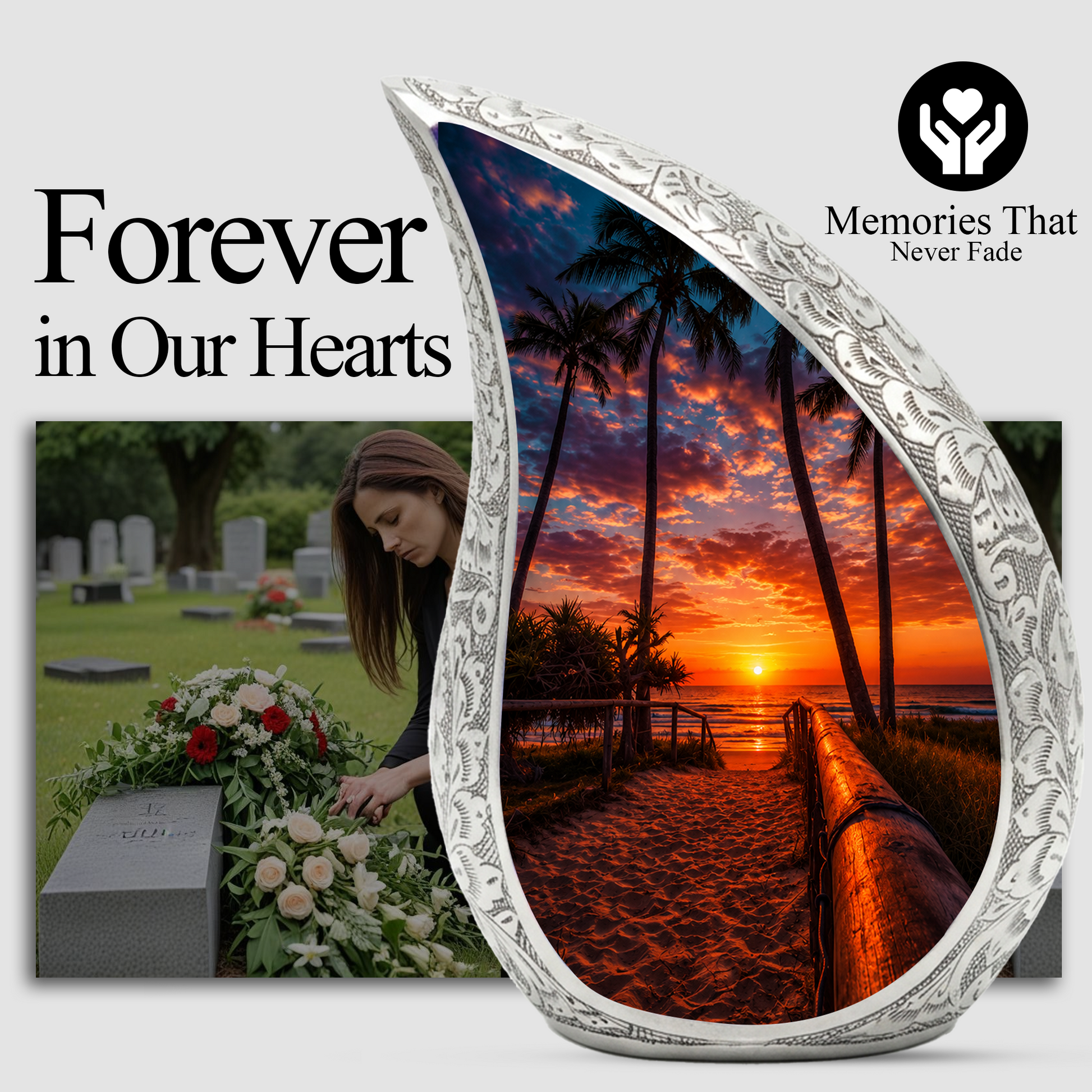 Ocean Beach Sunset Urn for Human Ashes | Beach-Themed Adult Cremation Urn