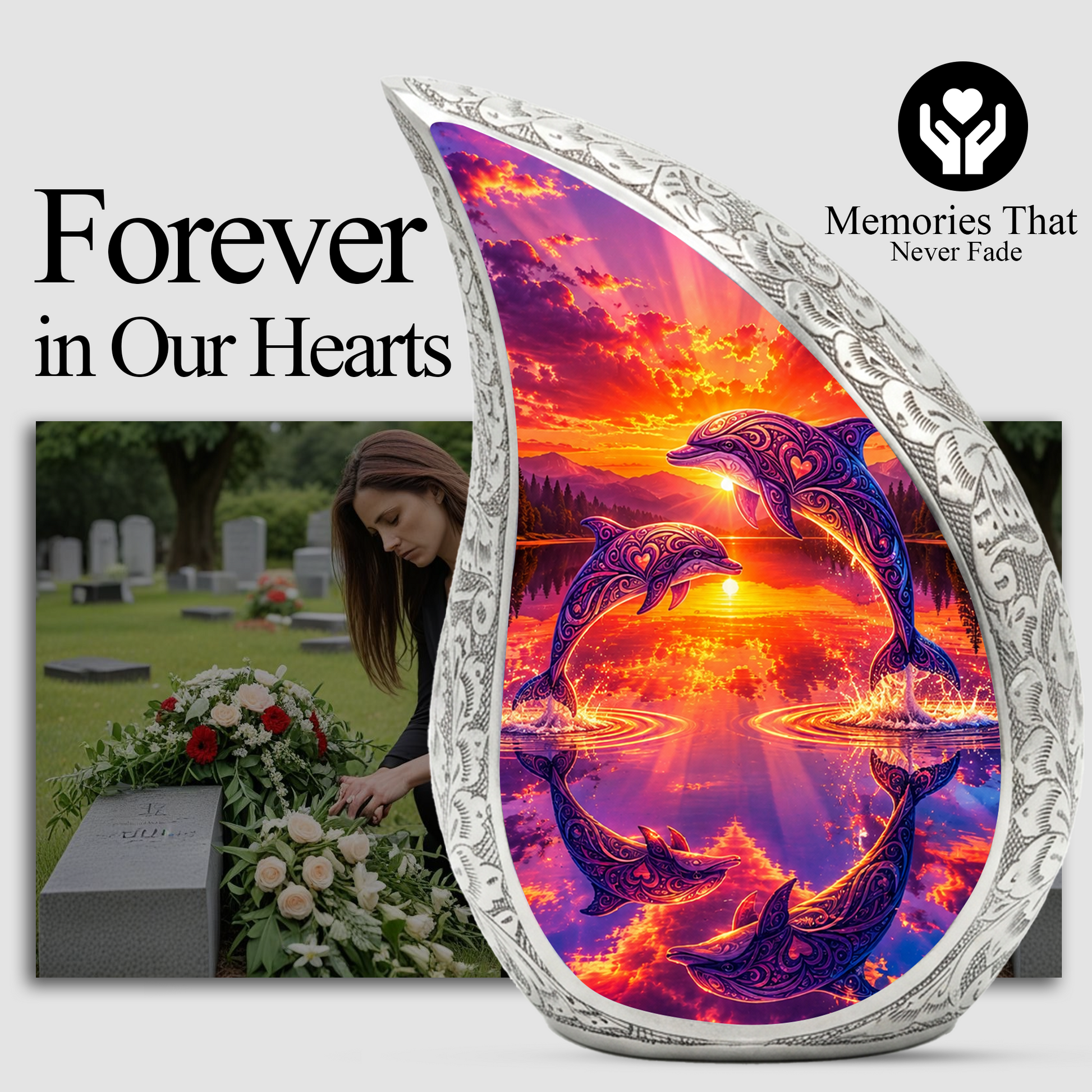 Dolphin Memorial Urn for Mom – Personalized Funeral Urn for Human Ashes | Beautiful Cremation Urns for Women