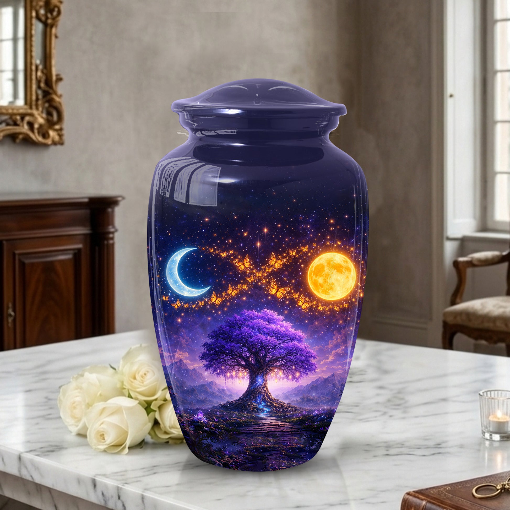 Tree of Life Urn for Mom- Purple Moon Memorial Large Urn|Adult Female Cremation Urn