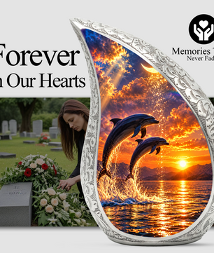 Dolphin Cremation Urn for Mom -  Ocean Sunset Memorial Keepsake Urns