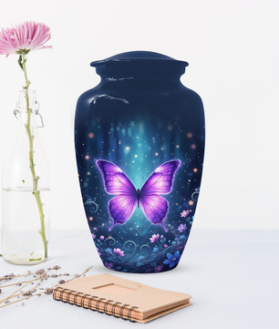 Purple Butterfly Urn for Ashes, Custom Butterfly Cremation Urn