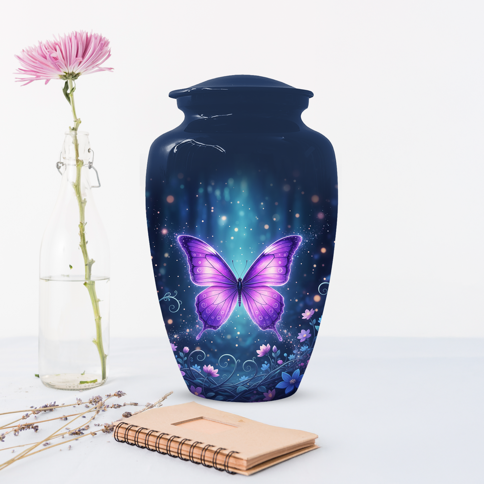 Purple Butterfly Urn for Ashes, Custom Butterfly Cremation Urn