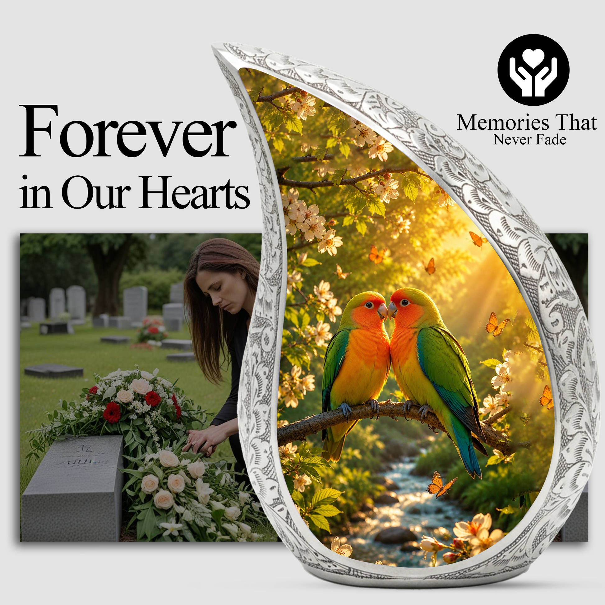 Lovebirds Adult Urn for Human Ashes – Memorial Adult Cremation Urn