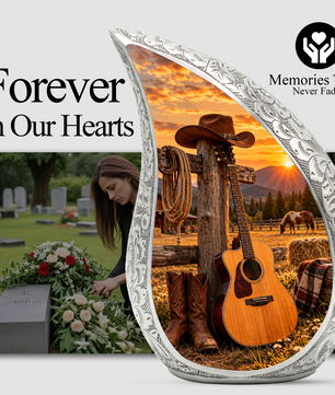 Western Cowboy Cremation Urn for Ashes, Country Music Memorial Urn, Personalized Adult Urn