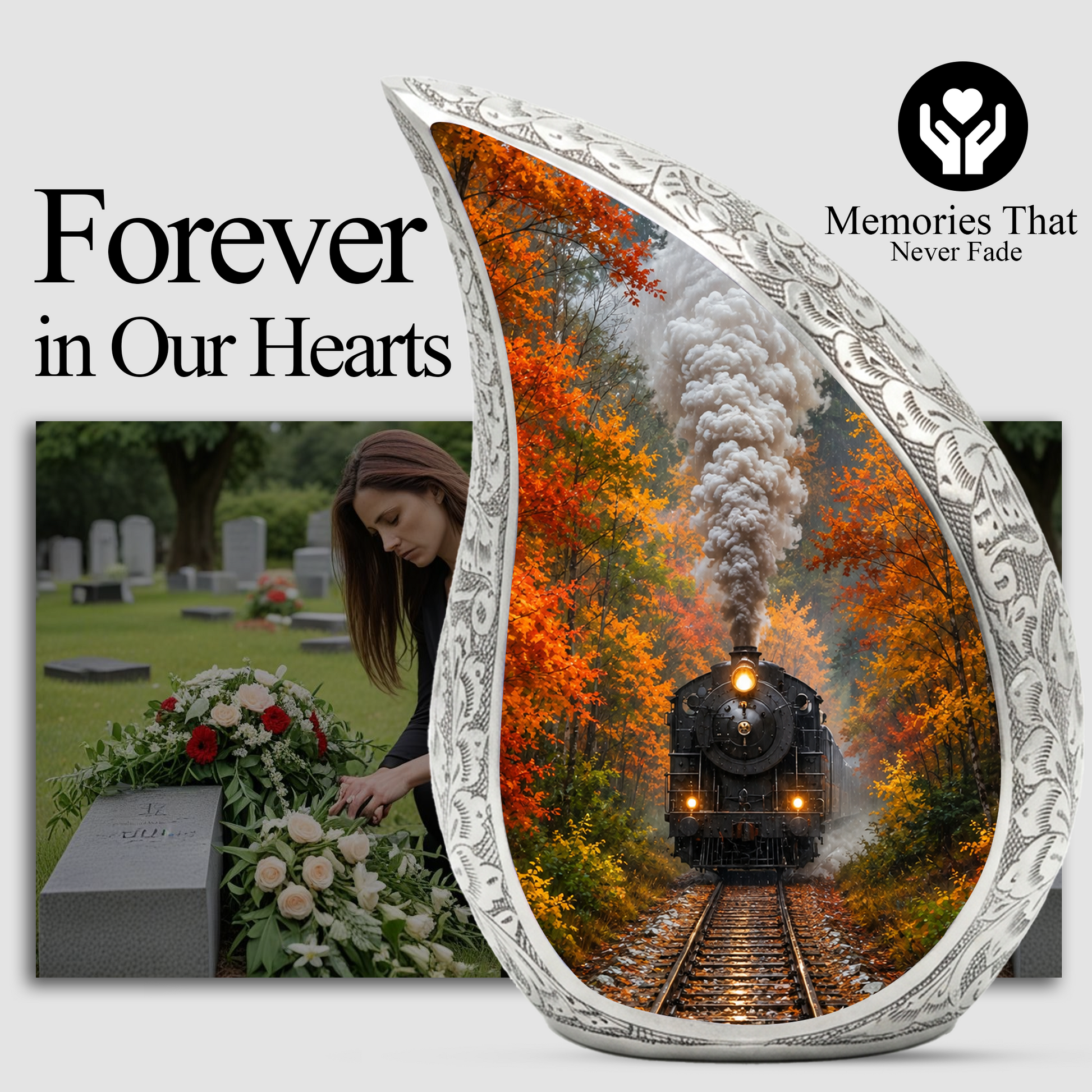 Steam Train Urn for Human Ashes | Vintage Locomotive Adult Cremation Urn